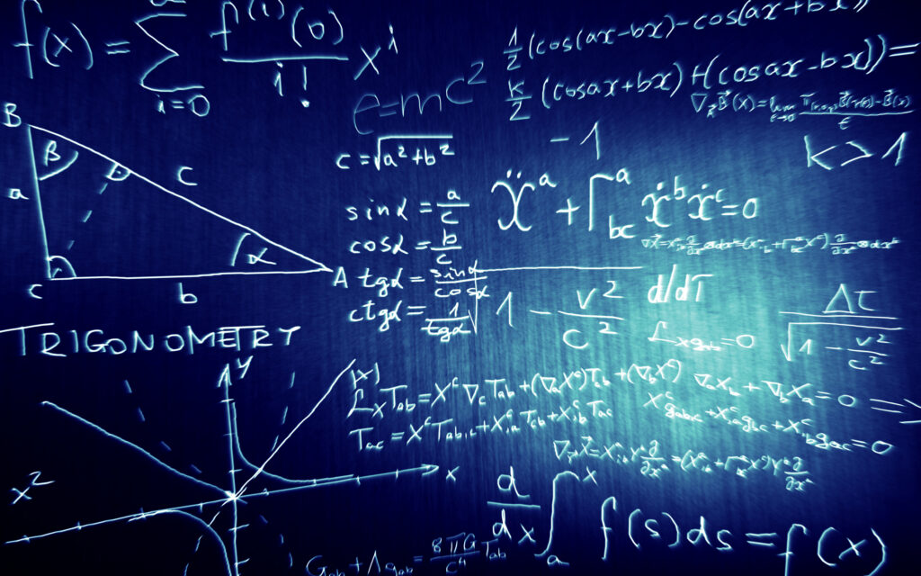 Blackboard covered with Algebra Formulas